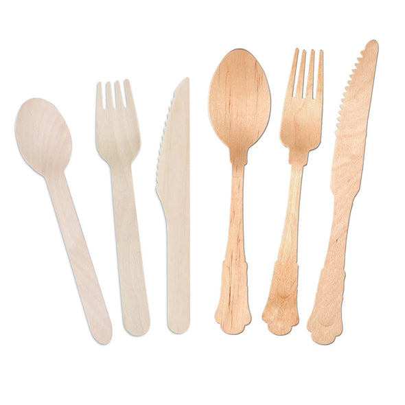 Eco-Friendly Compostable Birch Palm Leaf Disposable Flatware | Spoons Forks Knives Cutlery Set