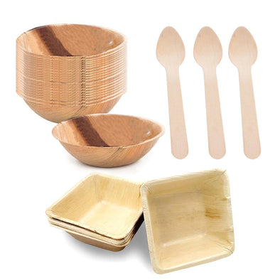 Eco-Friendly Compostable Birch Palm Leaf Disposable Mini Partyware