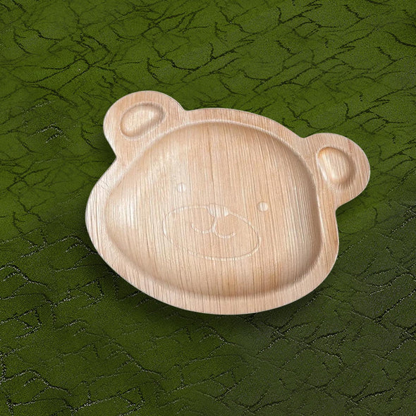 9" Bear Natural Palm Leaf Eco-Friendly Disposable Trays