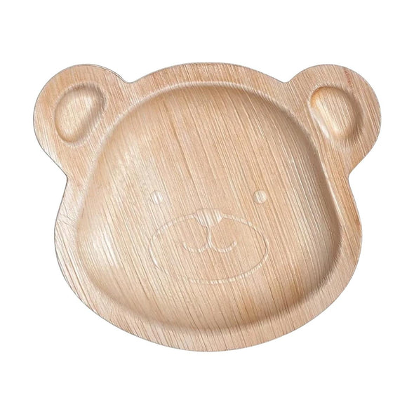 9" Bear Natural Palm Leaf Eco-Friendly Disposable Trays