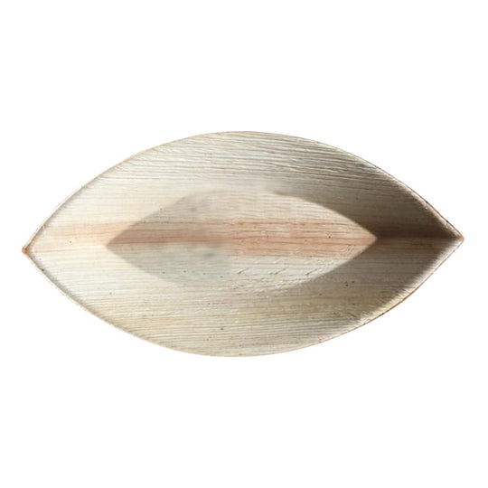 9" x 5" Boat Natural Palm Leaf Eco-Friendly Disposable Trays