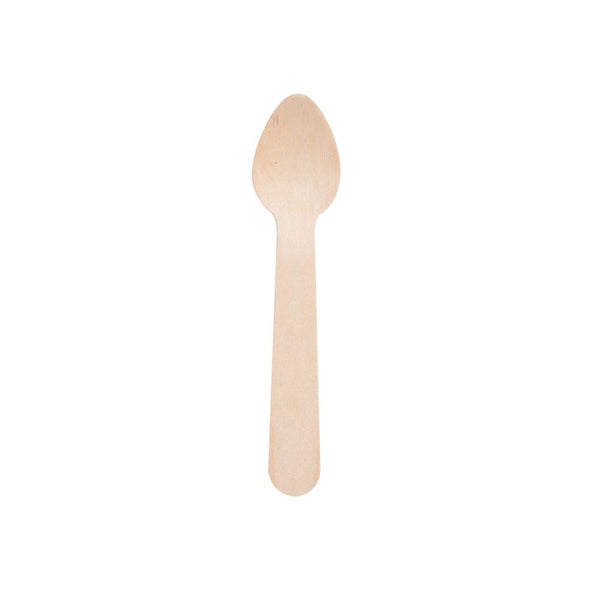 3" Natural Birch Eco-Friendly Disposable Mini Dessert Spoons