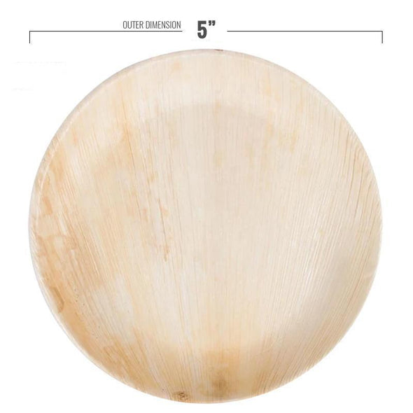 5" Round Palm Leaf Eco Friendly Disposable Organic Pastry Plates