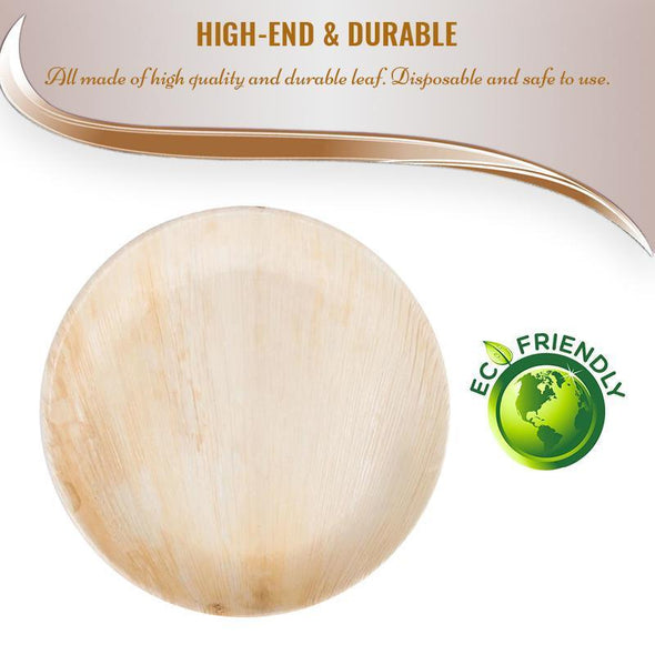 8" Round Palm Leaf Eco Friendly Disposable Organic Salad Plates