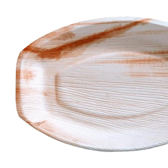 14" x 10" Oval Natural Palm Leaf Eco-Friendly Disposable Trays