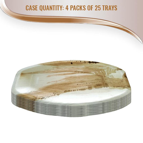 11.5" x 7.5" Oval Natural Palm Leaf Eco-Friendly Disposable Trays