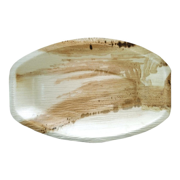 11.5" x 7.5" Oval Natural Palm Leaf Eco-Friendly Disposable Trays