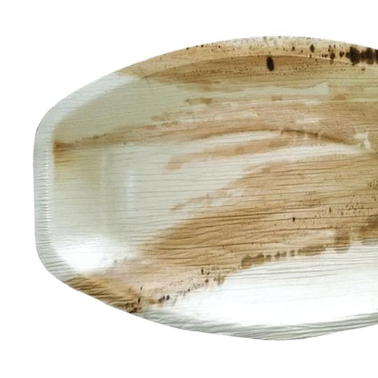 11.5" x 7.5" Oval Natural Palm Leaf Eco-Friendly Disposable Trays