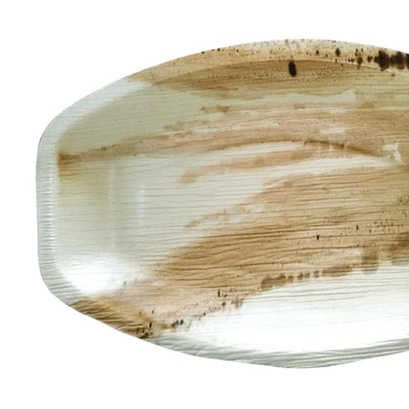 11.5" x 7.5" Oval Natural Palm Leaf Eco-Friendly Disposable Trays