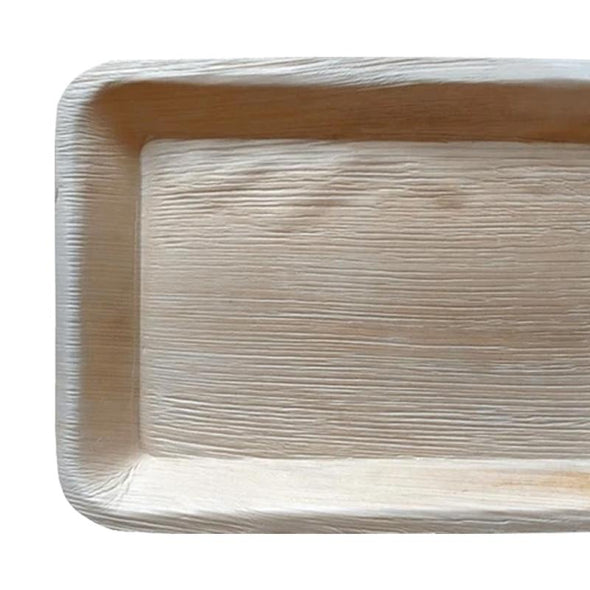 14" x 10" Rectangular Natural Palm Leaf Eco-Friendly Disposable Trays