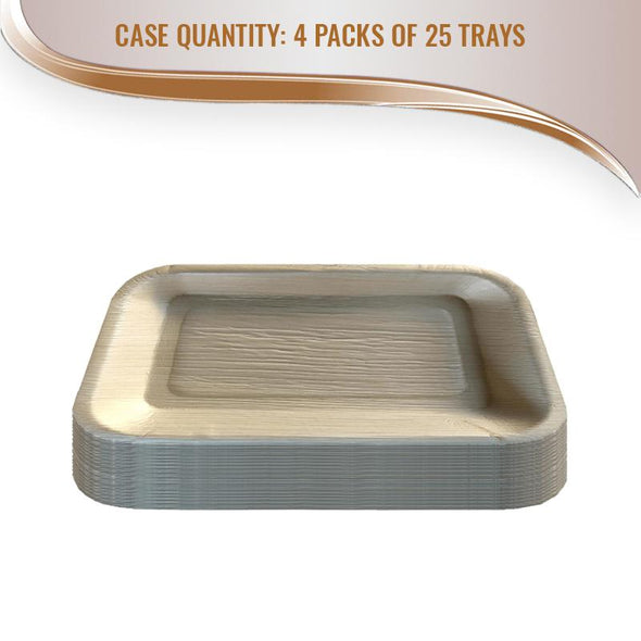 9" x 6" Rectangular Natural Palm Leaf Eco-Friendly Disposable Trays