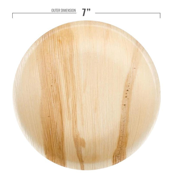 7" Round Palm Leaf Eco Friendly Disposable Salad Plates