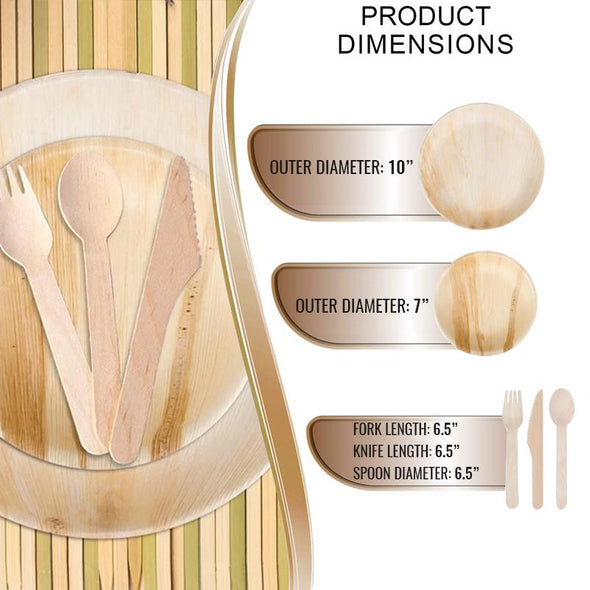 Round Palm Leaf Eco Friendly Disposable Wedding Value Set