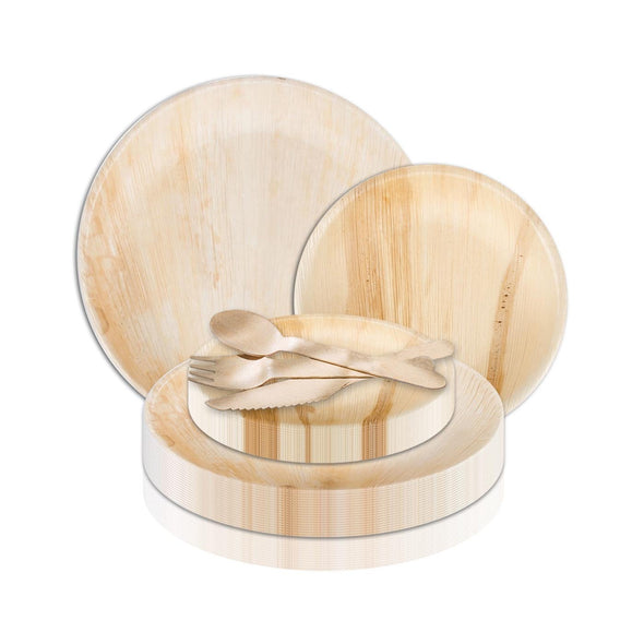 Round Palm Leaf Eco Friendly Disposable Wedding Value Set