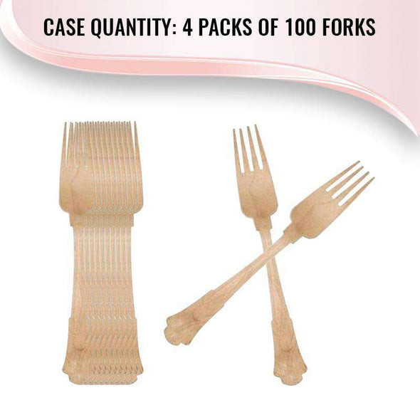 Silhouette Birch Wood Eco Friendly Disposable Dinner Forks