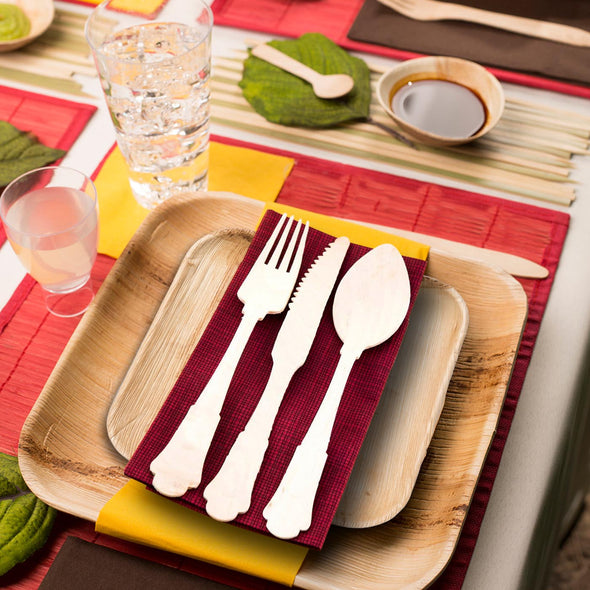 Silhouette Birch Wood Eco Friendly Disposable Dinner Forks