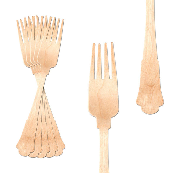 Silhouette Birch Wood Eco Friendly Disposable Dinner Forks