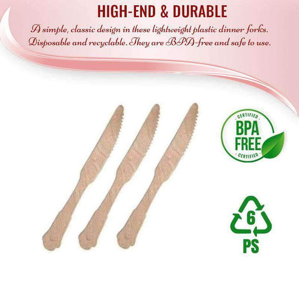 Silhouette Birch Wood Eco Friendly Disposable Dinner Knives