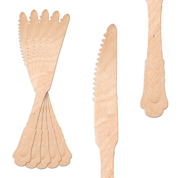 Silhouette Birch Wood Eco Friendly Disposable Dinner Knives