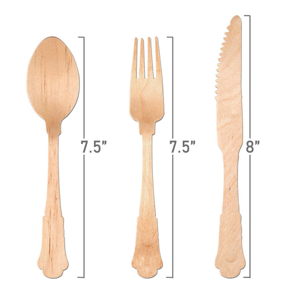 Silhouette Palm Leaf Eco Friendly Disposable Wooden Cutlery Set -  Spoons,  Forks and  Knives