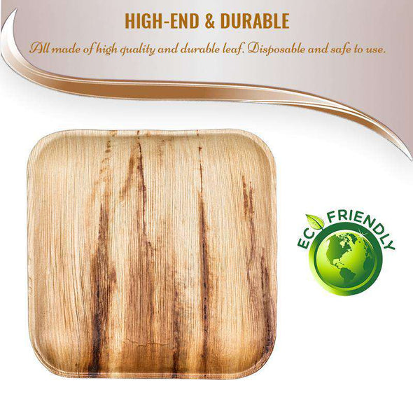 9" Square Palm Leaf Eco Friendly Disposable Buffet Plates