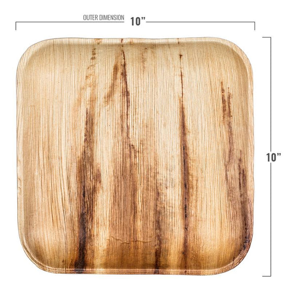 10" Square Palm Leaf Eco Friendly Disposable Dinner Plates