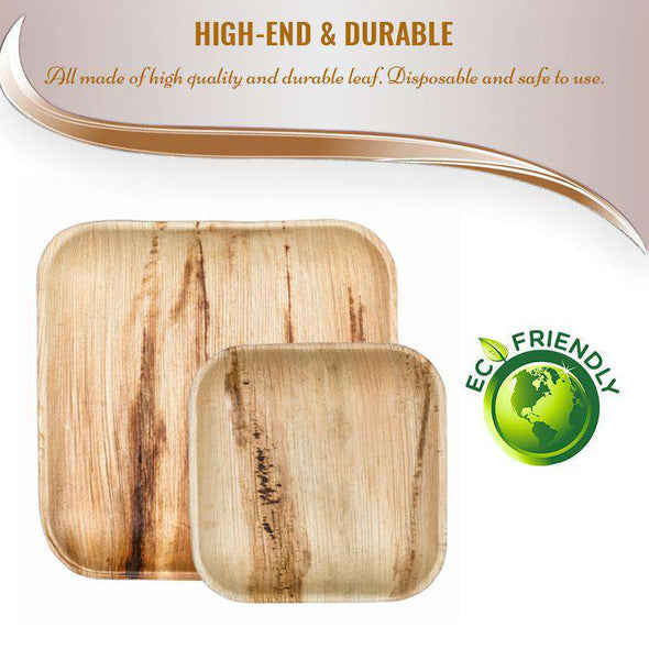 Square Palm Leaf Eco Friendly Disposable Dinnerware Value Set