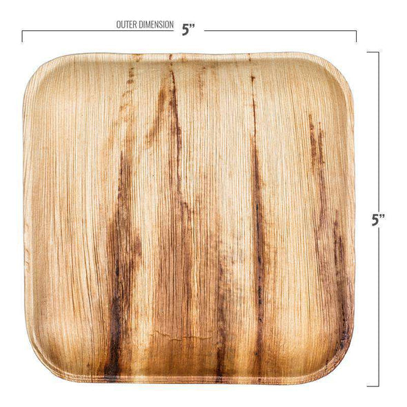 5" Square Palm Leaf Eco Friendly Disposable Pastry Plates