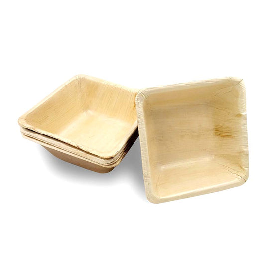 3" Square Palm Leaf Eco Friendly Mini Disposable Bowls