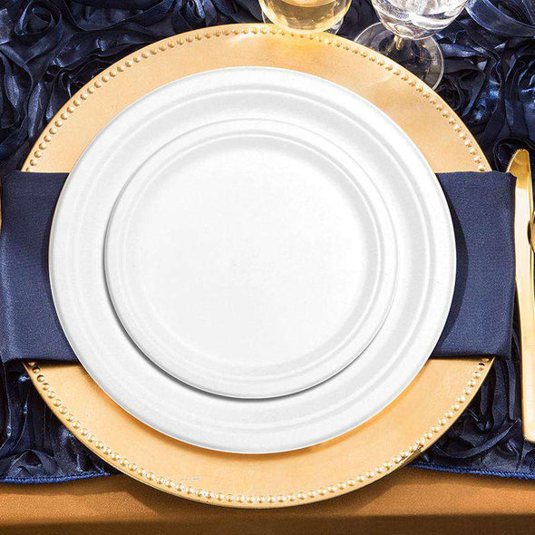 9.5" White Bagasse Eco-Friendly Sugarcane Buffet Plates