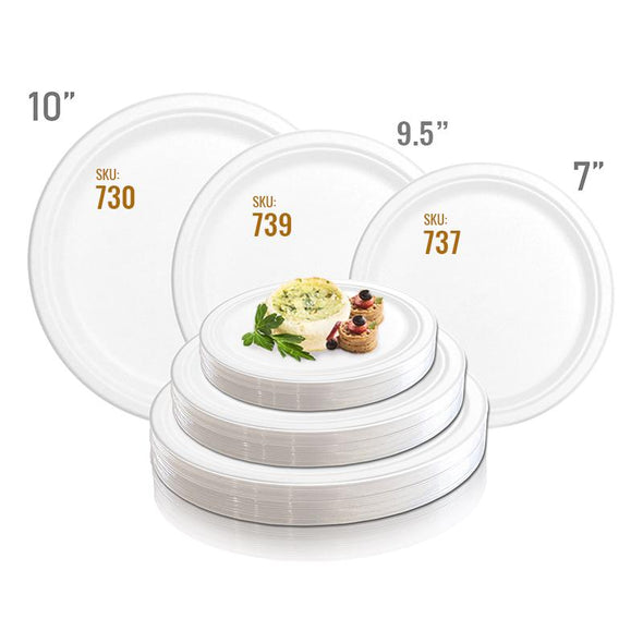 9.5" White Bagasse Eco-Friendly Sugarcane Buffet Plates